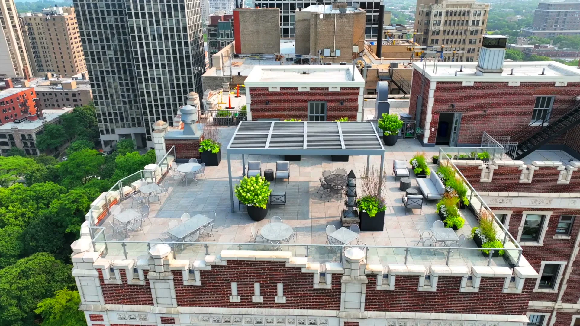 Chicago skyline rooftop deck
